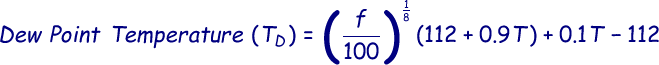 Dew Point Temperature Formula