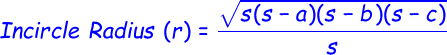 Incircle Radius