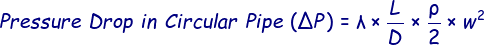 Pressure Drop in Circular Pipe Formula