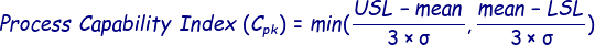 Process Capability Index Formula