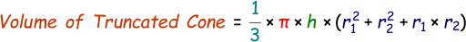 Truncated Cone Volume Formula